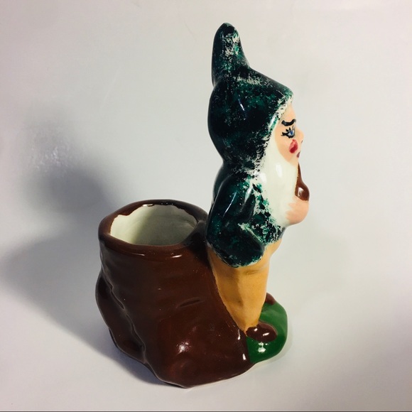 Vintage Ceramic Gnome Planter - Picture 2 of 6